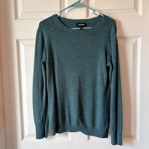 Express Womens XL Teal‎ Green Heathered Crew Neck Long Sleeve Pullover Sweater